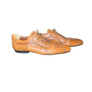 A. Testoni Men Brown Leather Driving Shoes Italian Quiet Luxury Classic Size 13